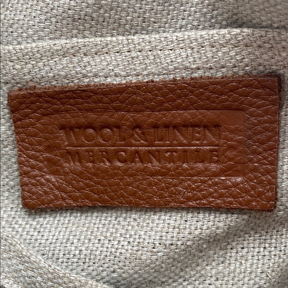 Handmade Wool & Linen Mercantile Artisan Leather Strap large Purse Tote - Picture 6 of 17